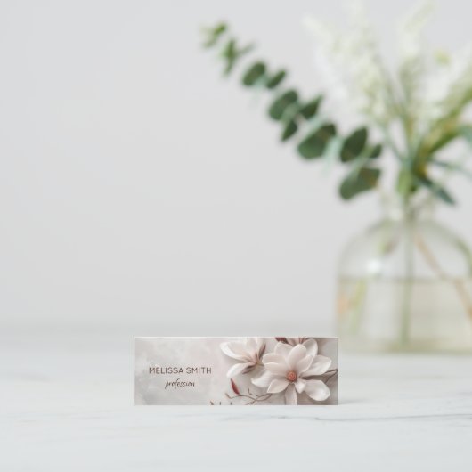 Elegant White 3D Magnolia スキニー名刺 (スタンド正面)