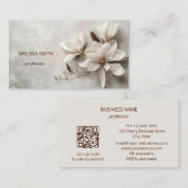 Elegant White 3D Magnolia 名刺 (正面/裏面)
