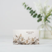 Elegant White 3D Roses 名刺 (スタンド正面)