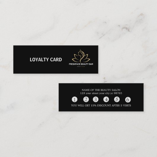 Elegant white and black beauty salon ロイヤリティカード (正面/裏面)