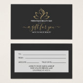 Elegant white and black beauty salon gift card (正面&裏面)