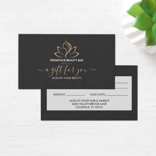 Elegant white and black beauty salon gift card (デスク)