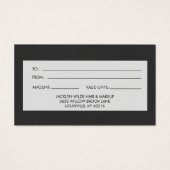 Elegant white and black beauty salon gift card (裏面)