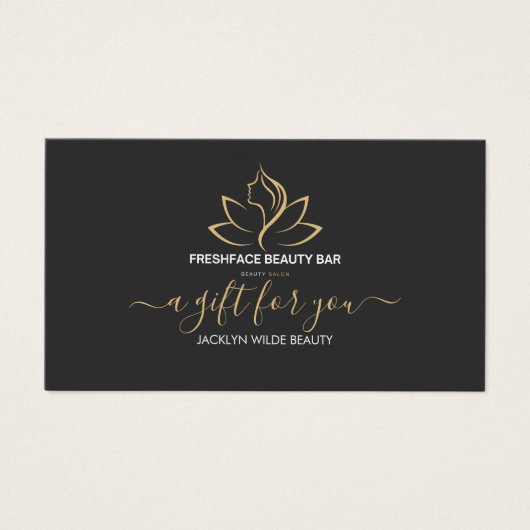 Elegant white and black beauty salon gift card (正面)