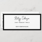 Elegant White and Black Gift Certificate Card 招待状 (正面/裏面)