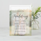 Elegant White and Black Gold Border Photo Wedding 招待状 (スタンド正面)