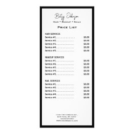 Elegant White and Black Price List Rack Card ラックカード