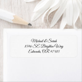 Elegant White and Black Return Address ラベル