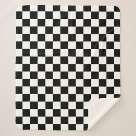 Elegant White and Black Square Pattern シェルパブランケット