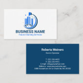 Elegant White and Blue Cleaning Service 名刺 (正面/裏面)