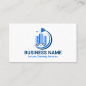 Elegant White and Blue Cleaning Service 名刺 (正面)