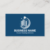 Elegant White and Blue Cleaning Service 名刺 (正面)