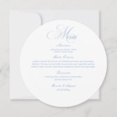 Elegant White and Blue Wedding Menu Circle Card (正面)