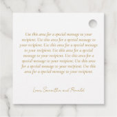 Elegant White and Faux Gold Calligraphy Thank You フェイバータグ (裏面)