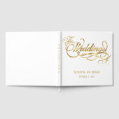 Elegant White and Faux Gold Calligraphy Wedding ゲストブック (全面)