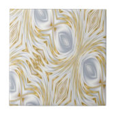 Elegant White and Gold Abstract Swirl Pattern タイル (正面)