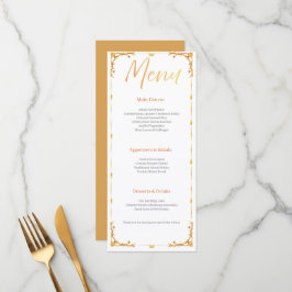 Elegant white and Gold Floral Wedding Menu Card メニュー