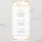 Elegant white and Gold Floral Wedding Menu Card メニュー (正面)
