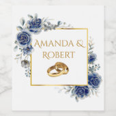 Elegant White and Gold Floral Wedding Wine Bottle  ワインラベル (シングルラベル)