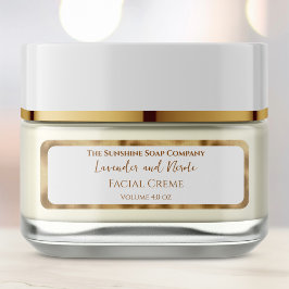 Elegant White and Gold Foil Cosmetics Jar Label ラベル
