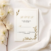 Elegant white and gold foliage RSVP 招待状
