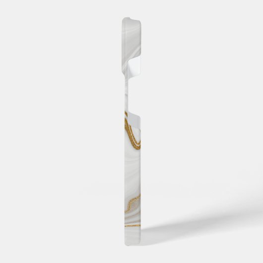 Elegant White And Gold Marble iPhoneケース (左側面)
