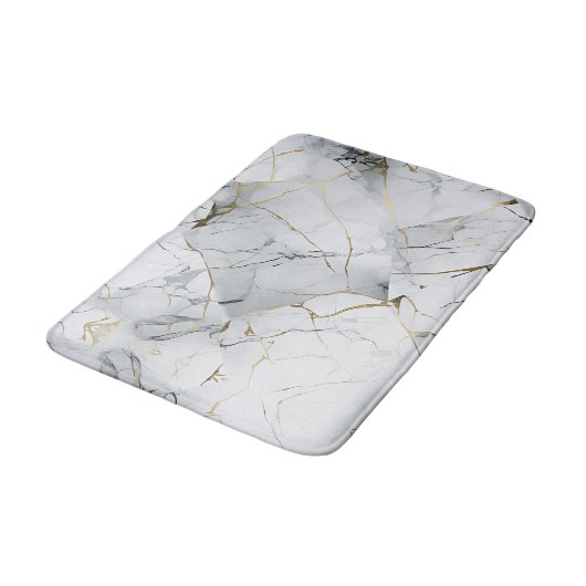 Elegant White and Gold Marbled  バスマット (アングル)