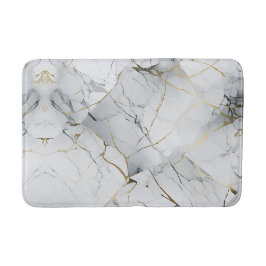 Elegant White and Gold Marbled  バスマット