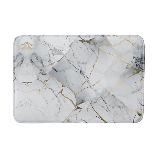 Elegant White and Gold Marbled  バスマット (正面)