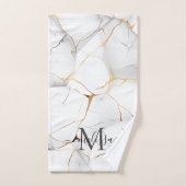 Elegant White and Gold Marbled Monogram バスタオルセット (ハンドタオル)
