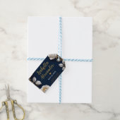 Elegant White and Gold Rose on Navy Blue ギフトタグ (より糸つき)