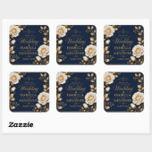 Elegant White and Gold Rose on Navy Blue スクエアシール (シート)