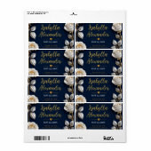 Elegant White and Gold Rose on Navy Blue ラベル (フルシート)