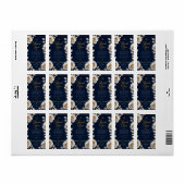 Elegant White and Gold Rose on Navy Blue  ラベル (フルシート)