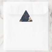 Elegant White and Gold Rose on Navy Blue  三角形シール (バッグ)