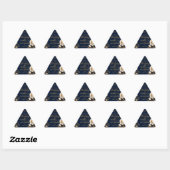 Elegant White and Gold Rose on Navy Blue  三角形シール (シート)