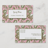 Elegant White and Gold Roses on Pink Custom 名刺 (正面/裏面)