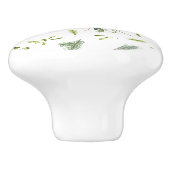 Elegant White and Green Floral Illustrated Ceramic セラミックノブ (側面)
