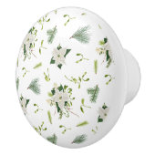 Elegant White and Green Floral Illustrated Ceramic セラミックノブ (右)