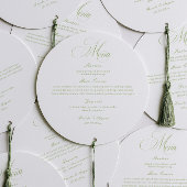 Elegant White and Green Wedding Menu Circle Card