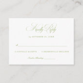 Elegant White and Sage Green Wedding RSVP エンクロージャーカード (正面)
