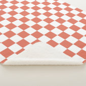 Elegant White and Terracotta Square Pattern シェルパブランケット (3/4)
