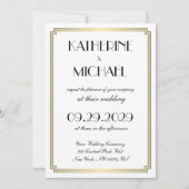 Elegant White Art Deco Wedding Invitations 招待状 (正面)