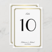 Elegant White Art Deco Wedding Table Number 招待状 (正面/裏面)