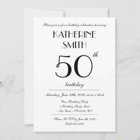 Elegant White Birthday Party Invitations 招待状 (正面)