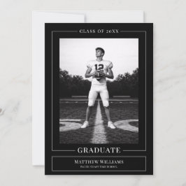 Elegant White & Black Graduate Announcement 招待状