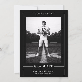 Elegant White & Black Graduate Announcement 招待状