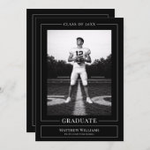 Elegant White & Black Graduate Announcement 招待状 (正面/裏面)