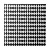 Elegant White Black Harlequin Geometric Rhombuses タイル (正面)