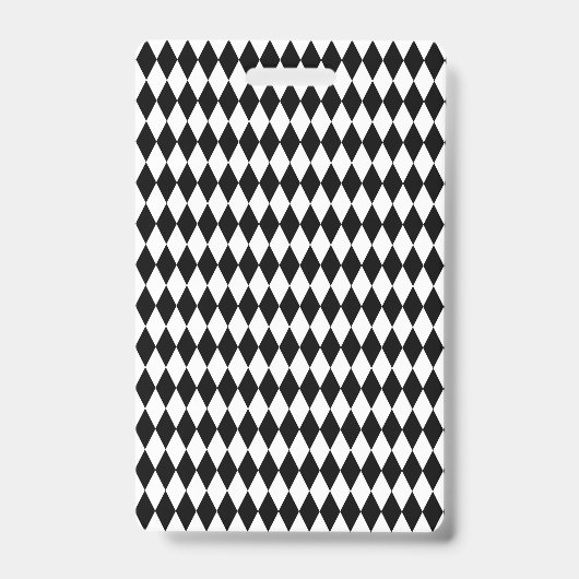 Elegant White Black Harlequin Geometric Rhombuses バッジ (正面)
